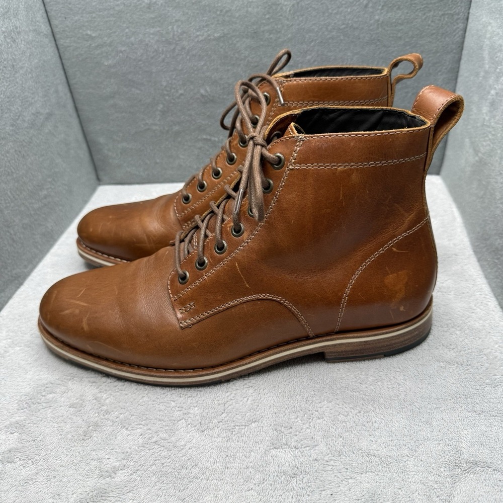 HELM Zind Mens 9.5 EE Teak Brown Leather Lace Up Boots Made in Brazil M20418